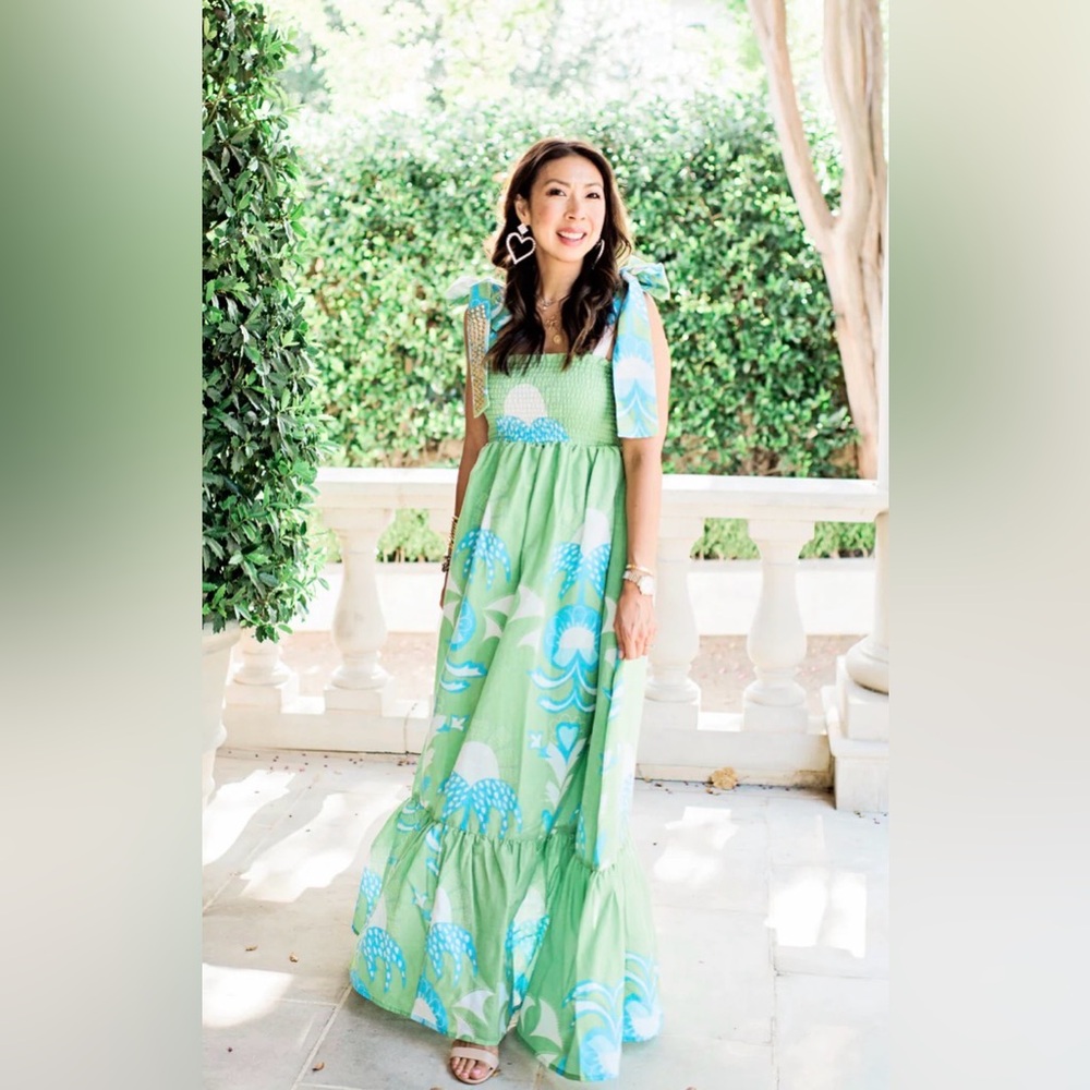 Green Floral Maxi Dress - Women Dresses Maxi